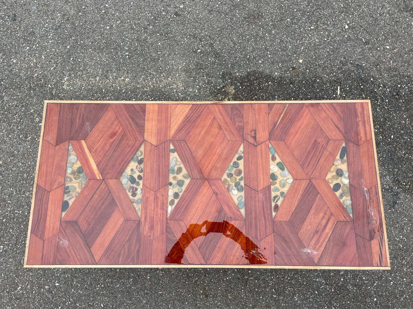 Cherrywood Parque Coffee table with Inlayed tumbled stones